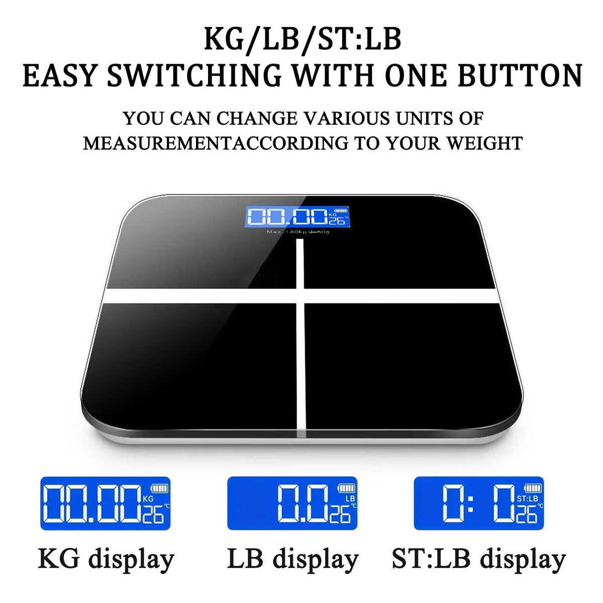 396-pound Weight Scale, Electronic Scale, Bathroom Scale, Personal Scale, High-precision Weight Scale, With LCD High-definition Display And Temperature Display (switchable KG/LB Units) Large Platform, Durable And Safe, Suitable For Various Scenarios