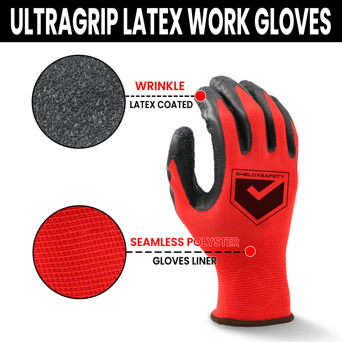 24Pcs Work Gloves Latex Coated General Purpose Hand Protection Garden Mechanic-Small