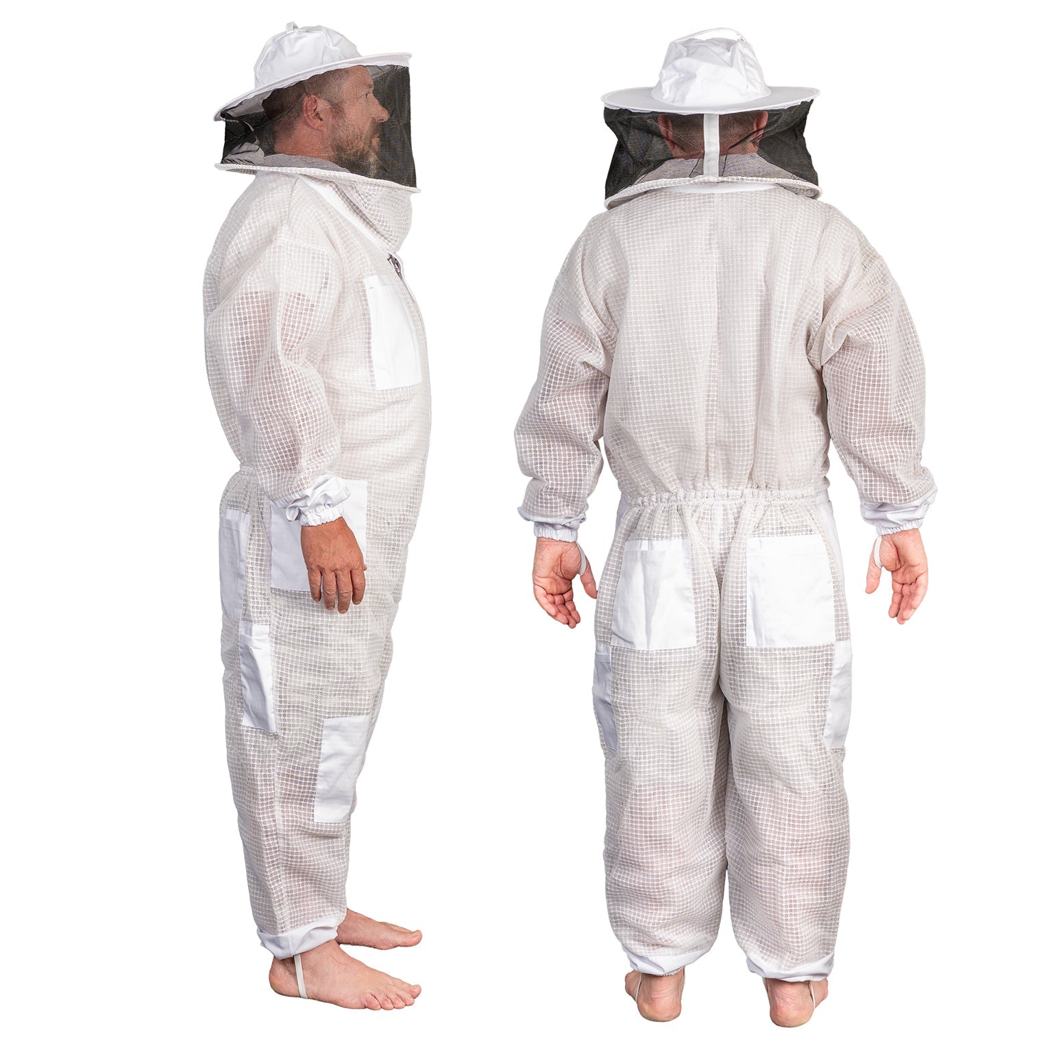 Beekeeping: Beekeeping Bee Full Suit 3 Layer Mesh Ultra Cool Ventilated Round Head Beekeeping Protective Gear SIZE M