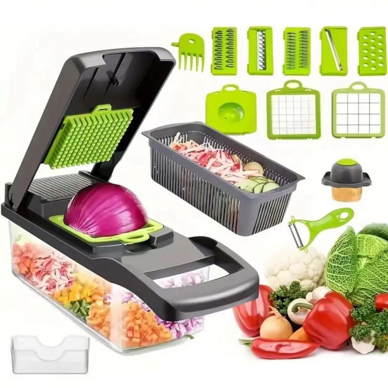 14-in-1 Vegetable Chopper (3 Blades+Square Tool)