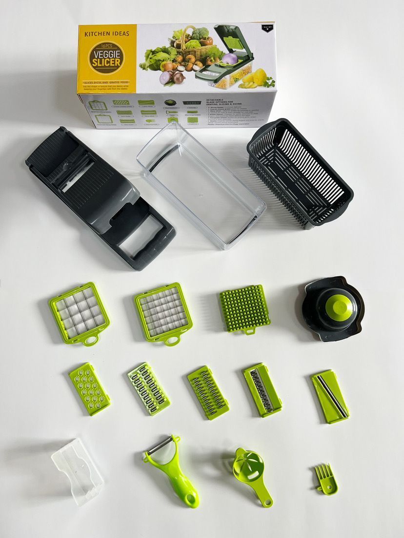14-in-1 Vegetable Chopper (3 Blades+Square Tool)