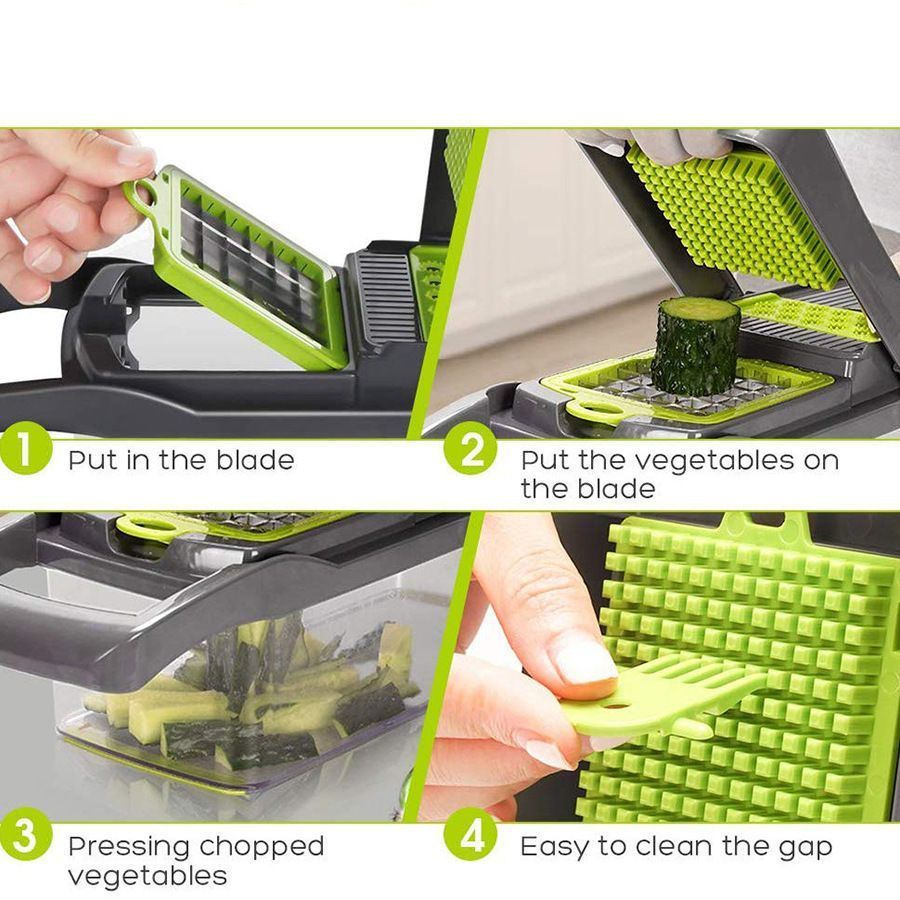 16-in-1 Vegetable Chopper (11 Blades+Spoon-shaped Tool)