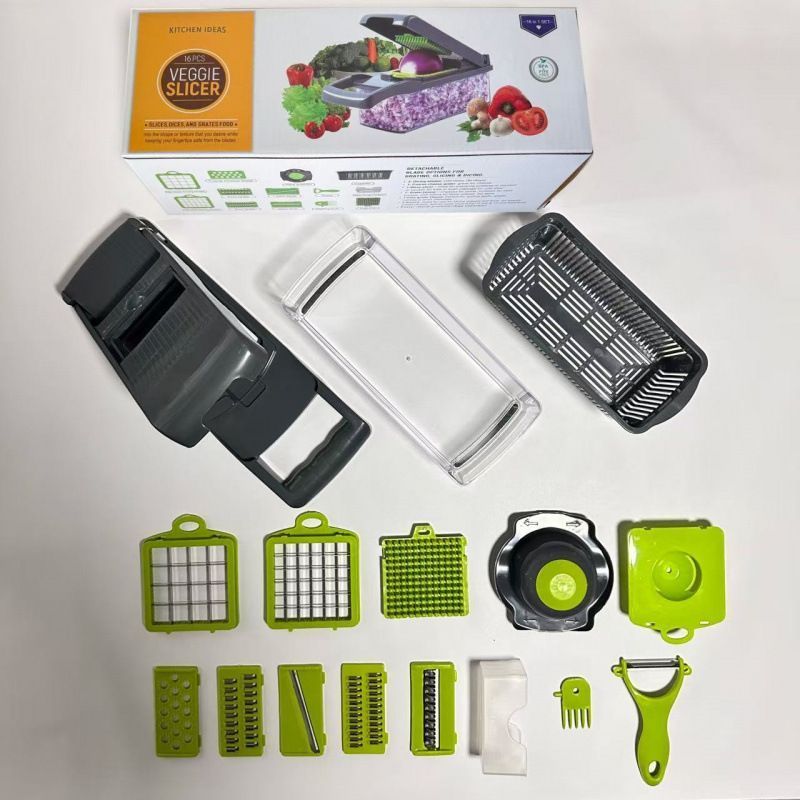 16-in-1 Vegetable Chopper (3 Blades+Square Tool)