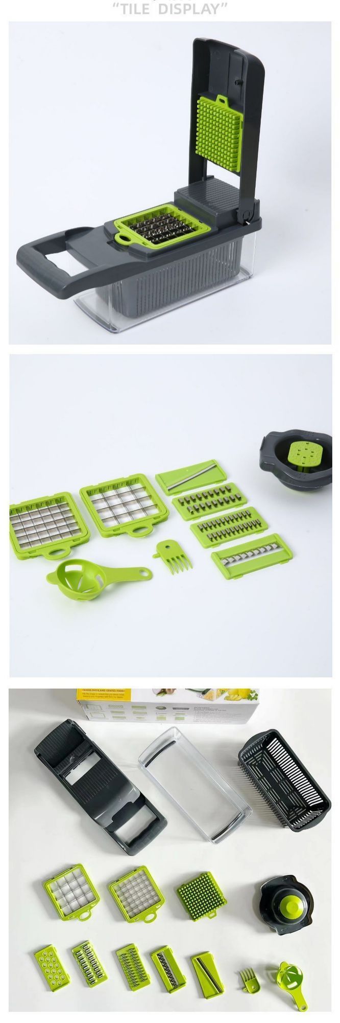 16-in-1 Vegetable Chopper (3 Blades+Square Tool)