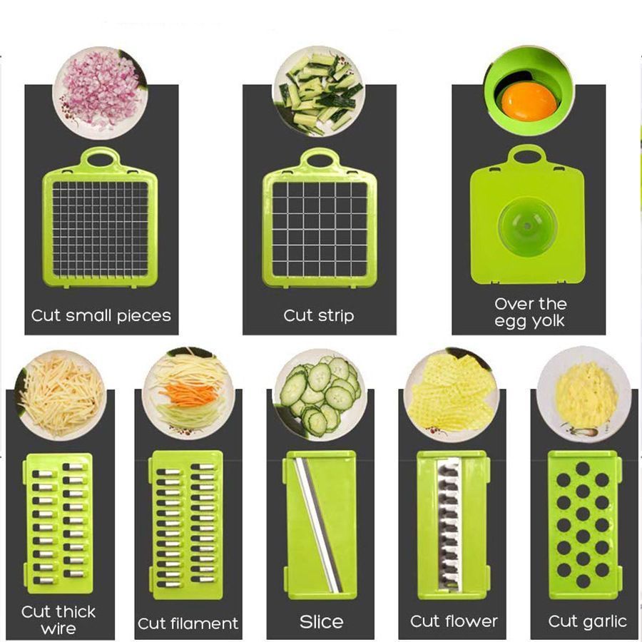 16-in-1 Vegetable Chopper (3 Blades+Square Tool)