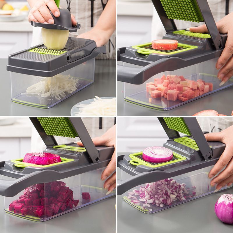 16-in-1 Vegetable Chopper (3 Blades+Square Tool)