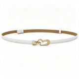 2-Pack Camel-Colour Adjustable Skinny Belt with Heart Buckle
