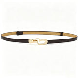 2-Pack Camel-Colour Adjustable Skinny Belt with Heart Buckle