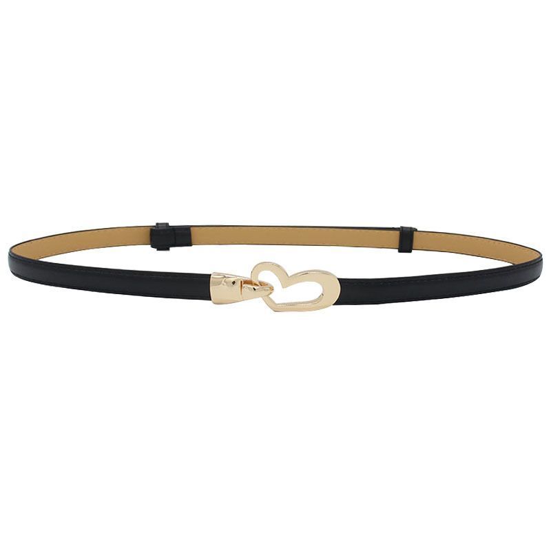 2-Pack Dark-Brown Adjustable Skinny Belt with Heart Buckle