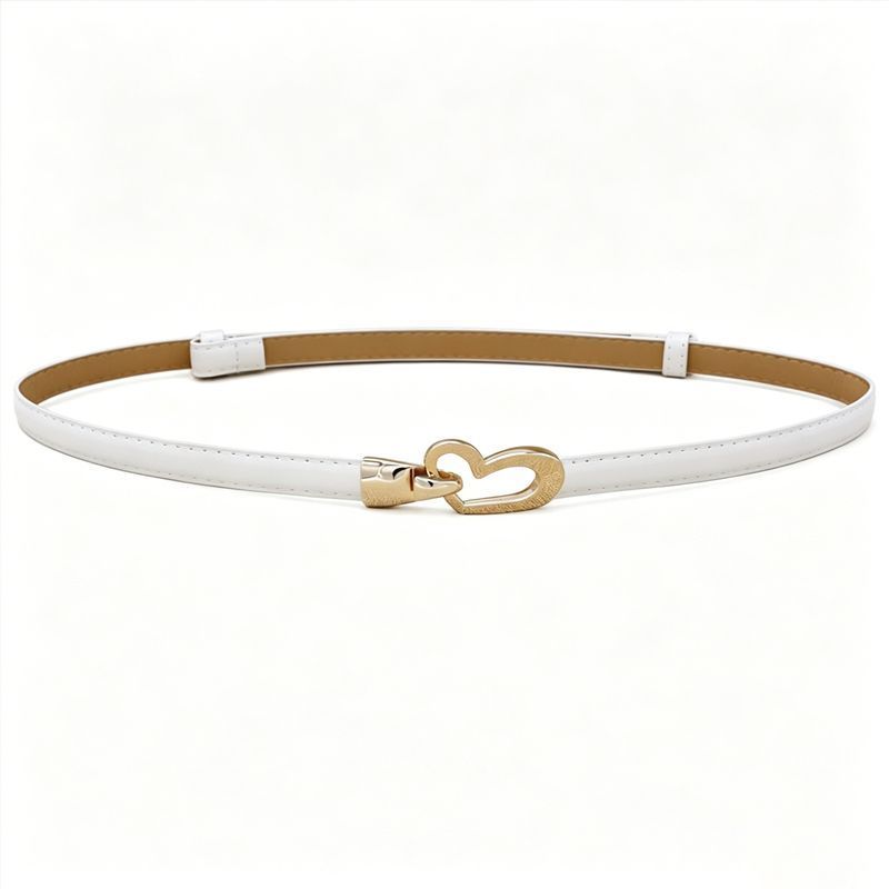 2-Pack Dark-Brown Adjustable Skinny Belt with Heart Buckle