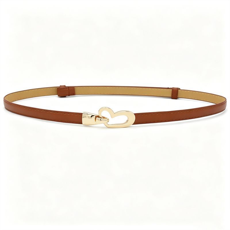 2-Pack Dark-Brown Adjustable Skinny Belt with Heart Buckle