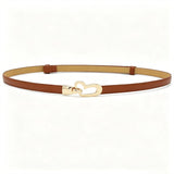 2-Pack Dark-Brown Adjustable Skinny Belt with Heart Buckle