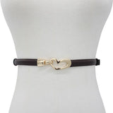 2-Pack Dark-Brown Adjustable Skinny Belt with Heart Buckle
