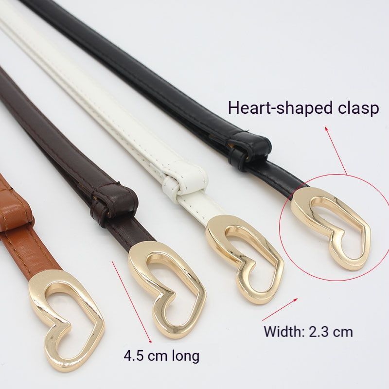 2-Pack Dark-Brown Adjustable Skinny Belt with Heart Buckle