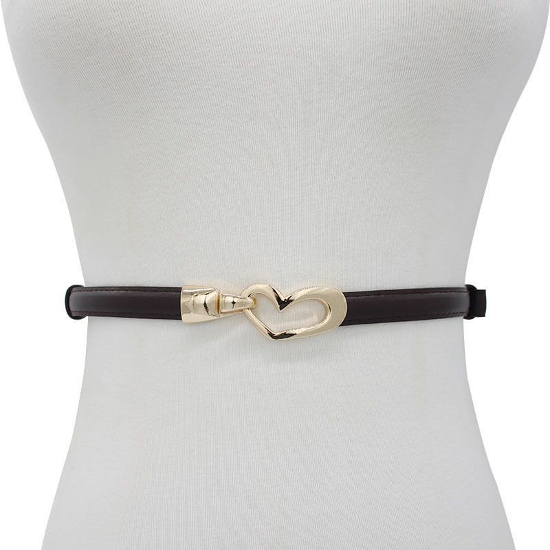 2-Pack White Adjustable Skinny Belt with Heart Buckle