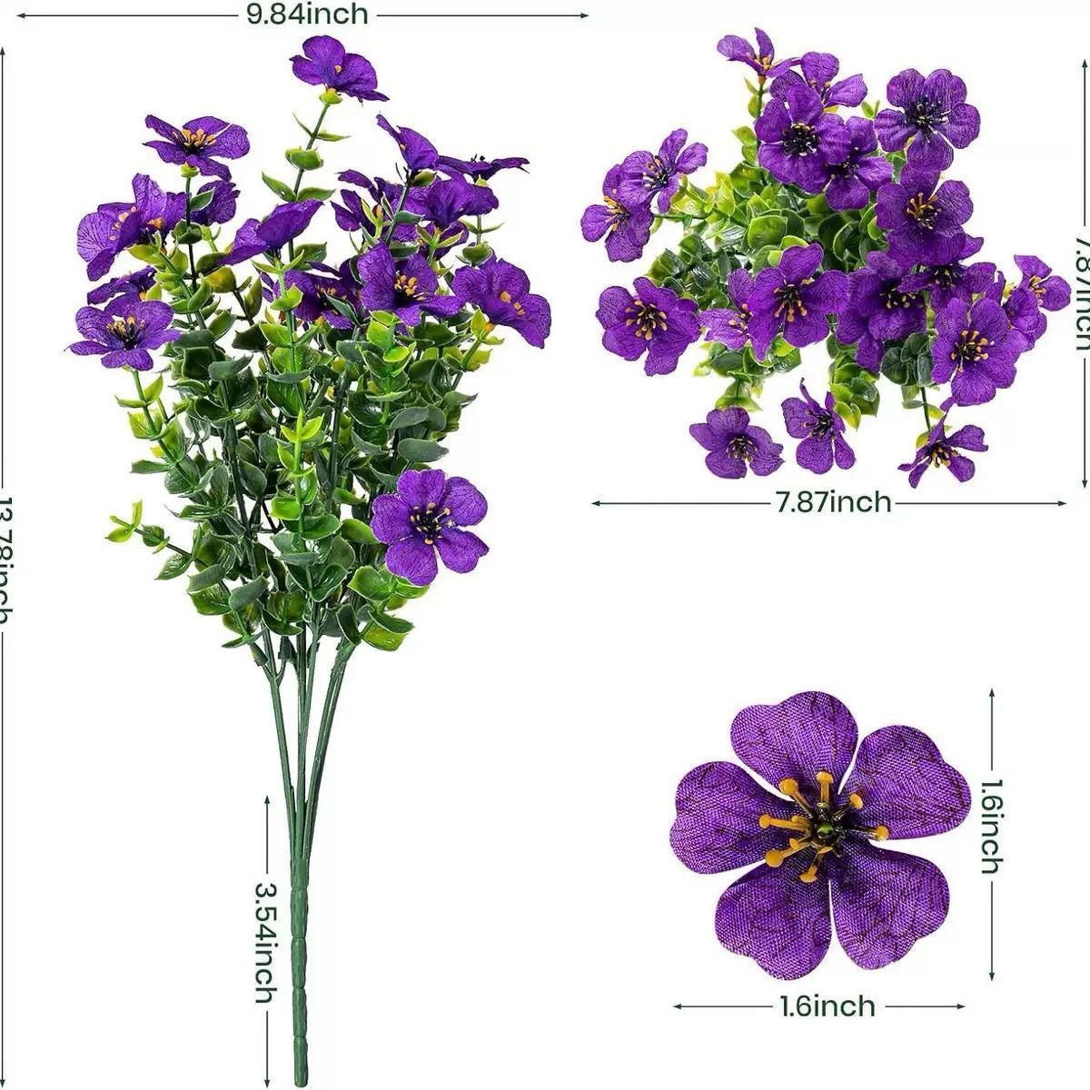 7 Heads 35 Mesh Eucalyptus Violet Colored 21 Bunches