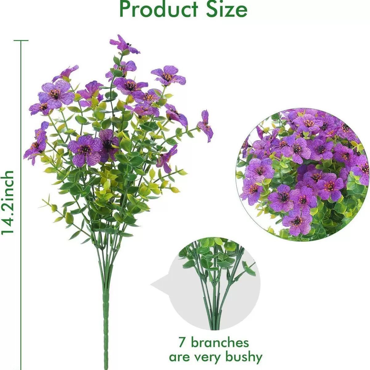 7 Heads 35 Mesh Eucalyptus Violet Light Purple 21 Bunches
