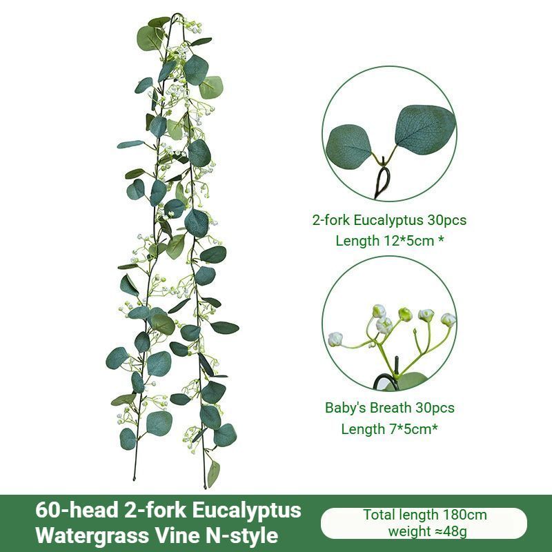 Eucalyptus Aquatic Vine - 60 Heads 2 Forks - N