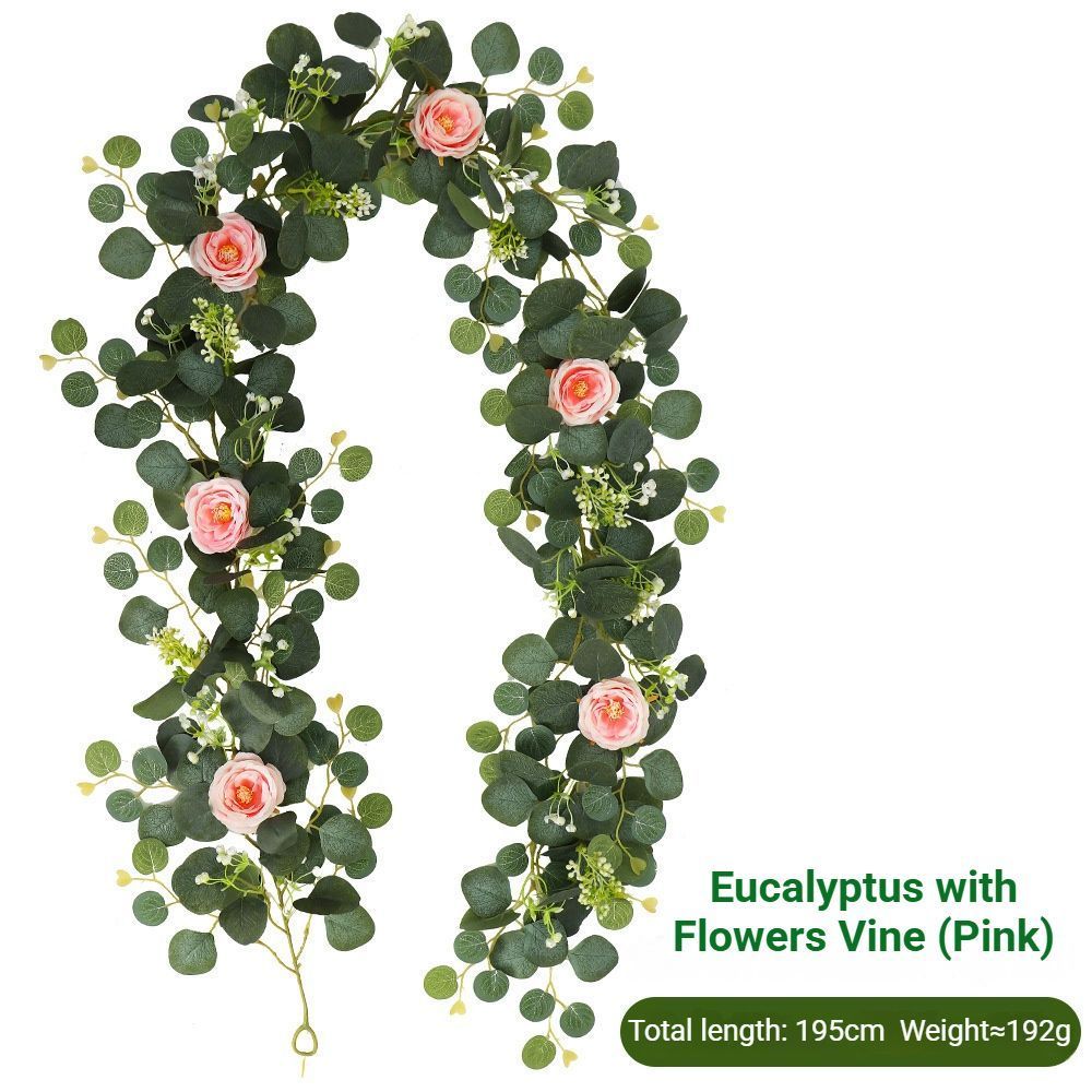 Eucalyptus with Flowers - 72 Heads-pink