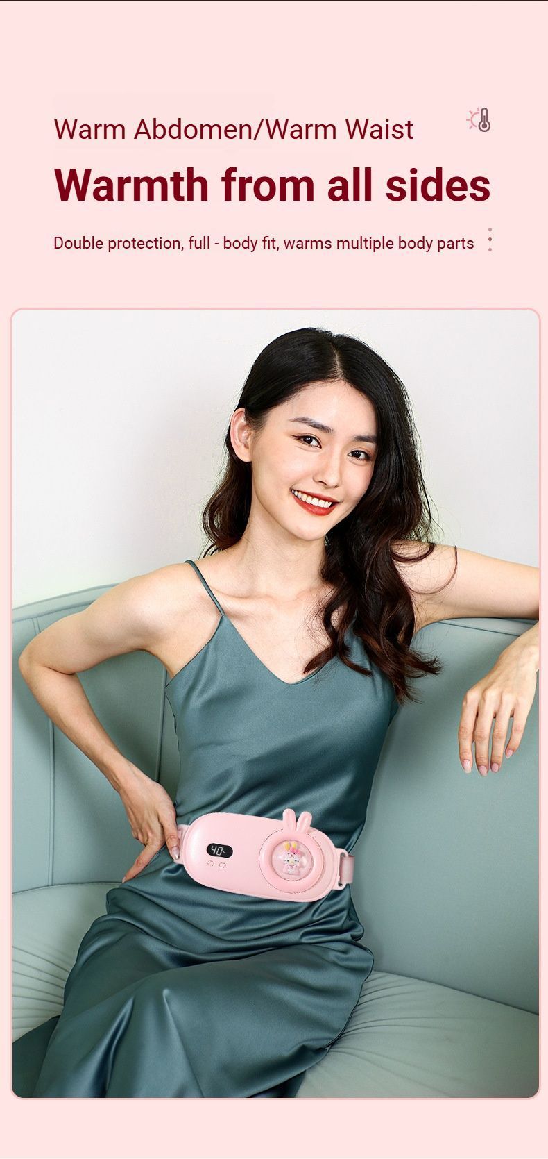 Heated Period Relief Waist Belt Pink Little Rabbit