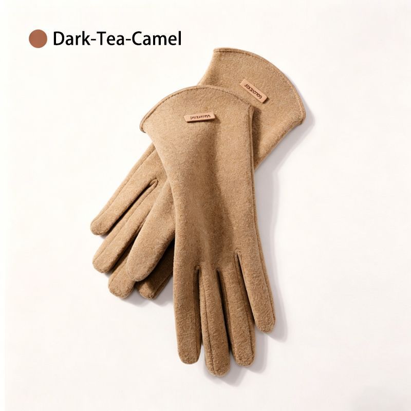 Ladies Winter Warm Cashmere Gloves DY43 Dark Tea Camel