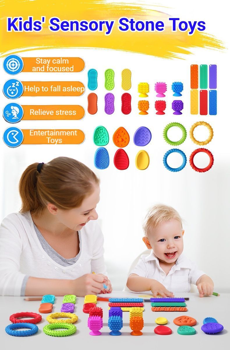 Musical Sensory Stone Toys - 8-piece Set