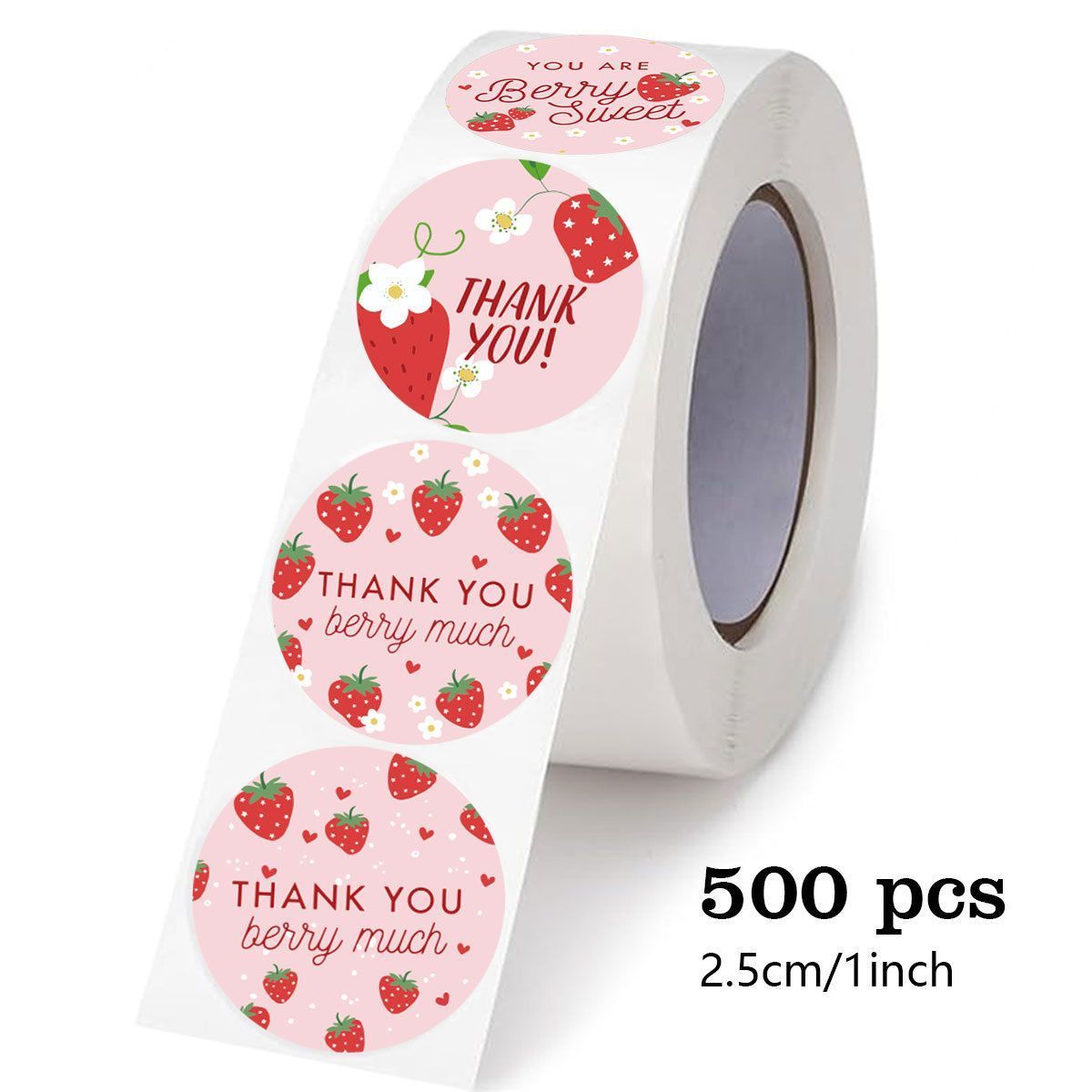 Strawberry Thank You Stickers 25mm 1inch