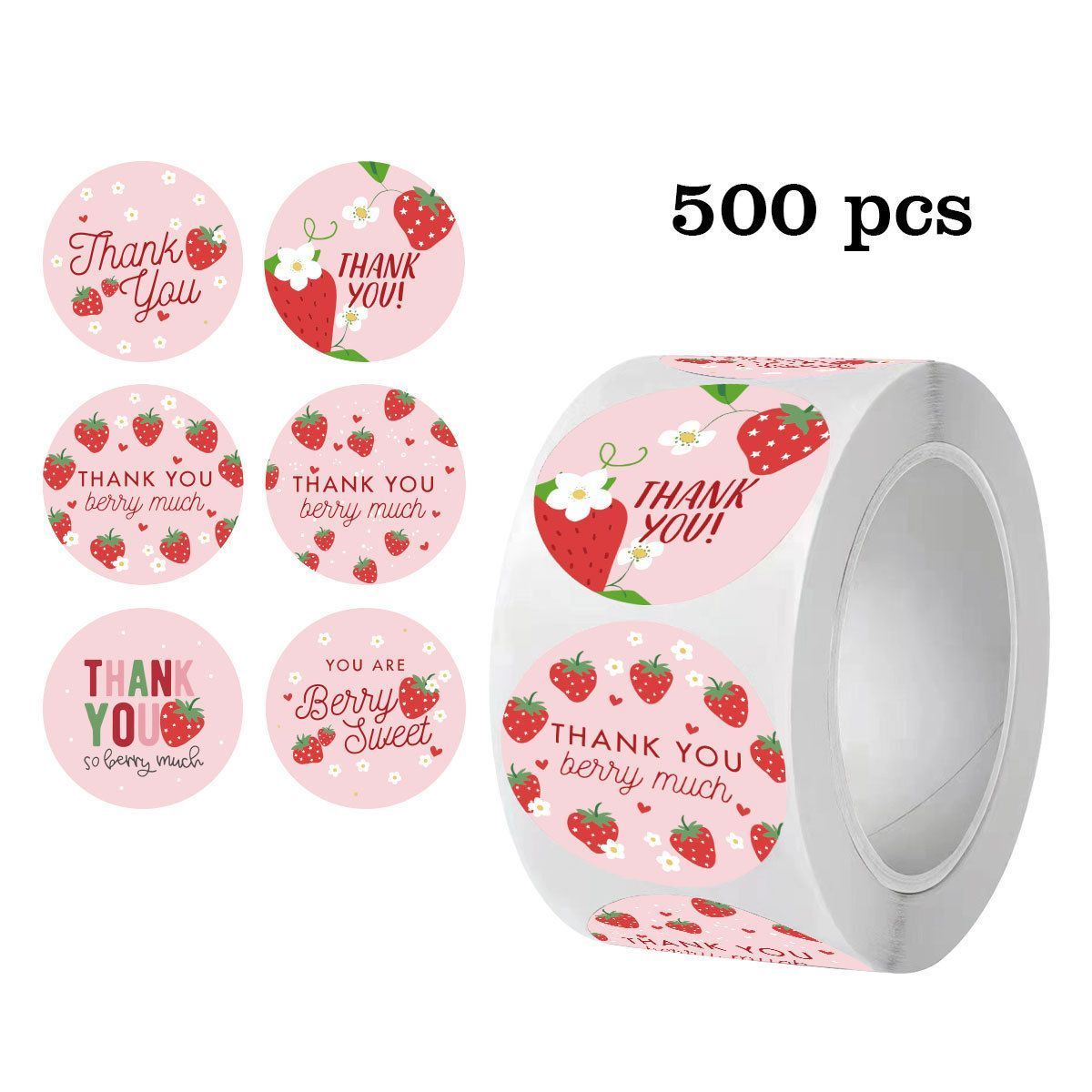 Strawberry Thank You Stickers 25mm 1inch