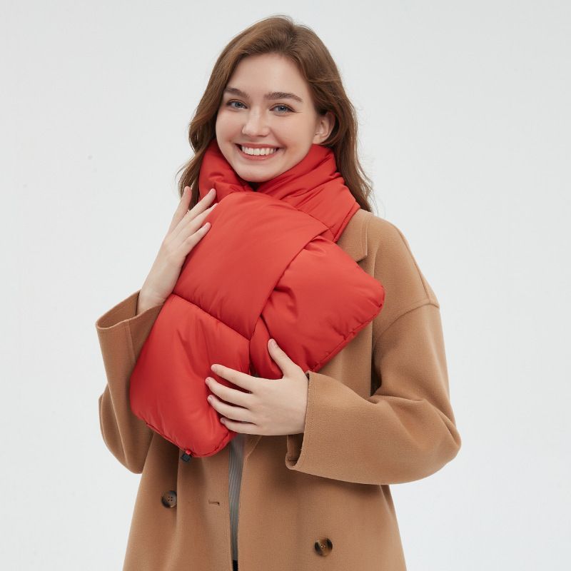 USB Heated White Duck Down Neck Warmer Black