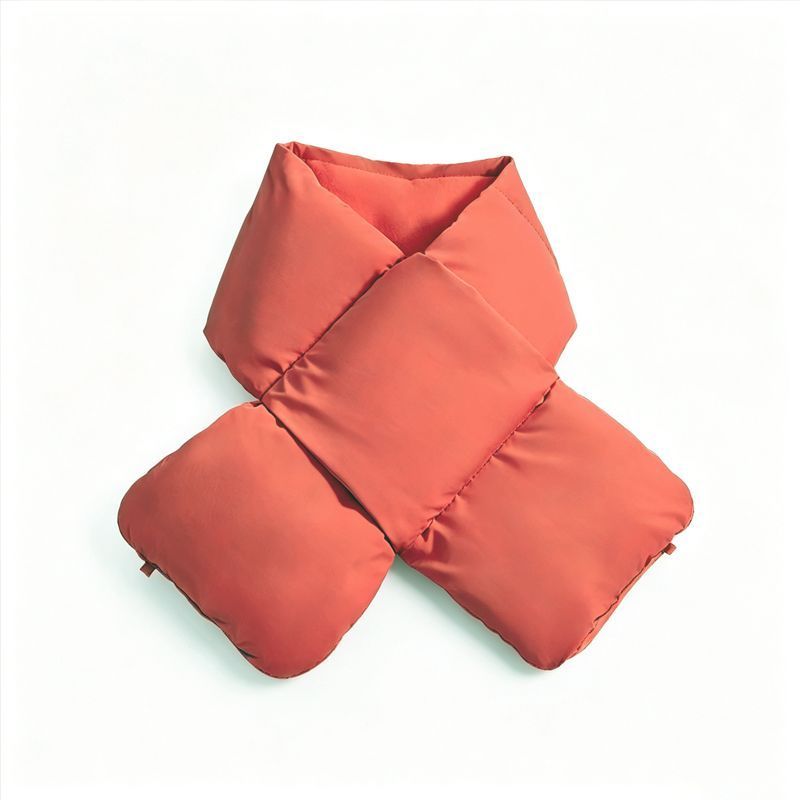 USB Heated White Duck Down Neck Warmer-Wine Red