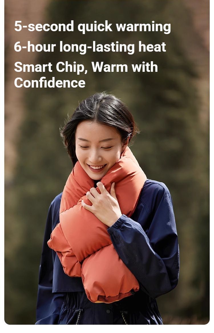 USB Heated White Duck Down Neck Warmer-Wine Red