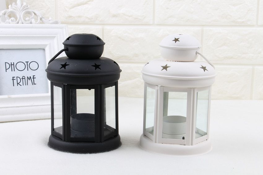White Black and Red Candle Holder Set of 3