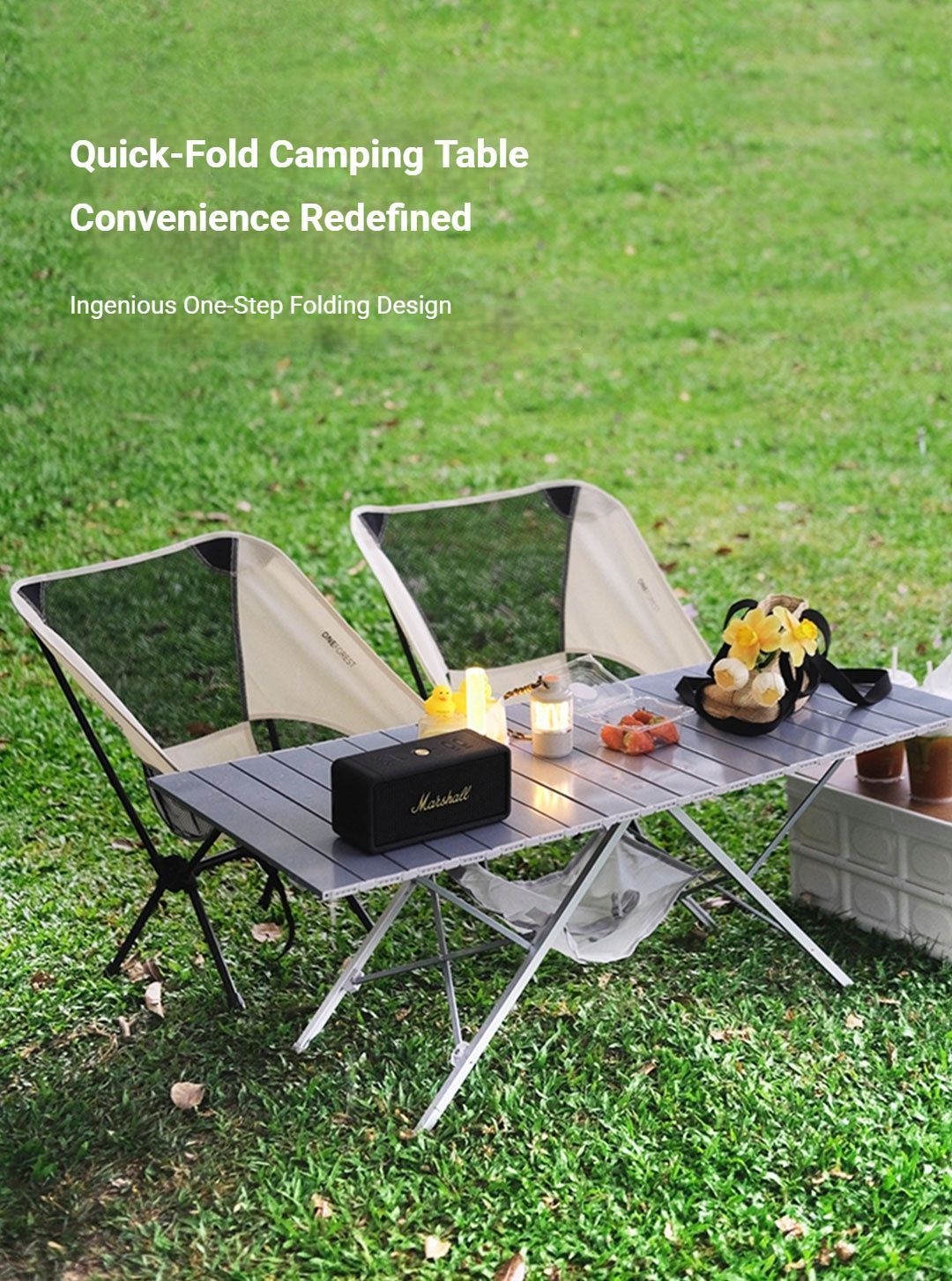 White Canopy Version-Canopy+Folding Table+2 Moon Chairs