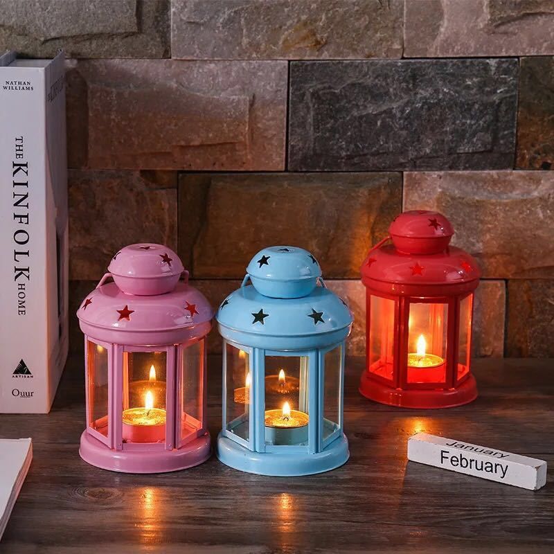 White Pink and Red Candle Holder Set of 3