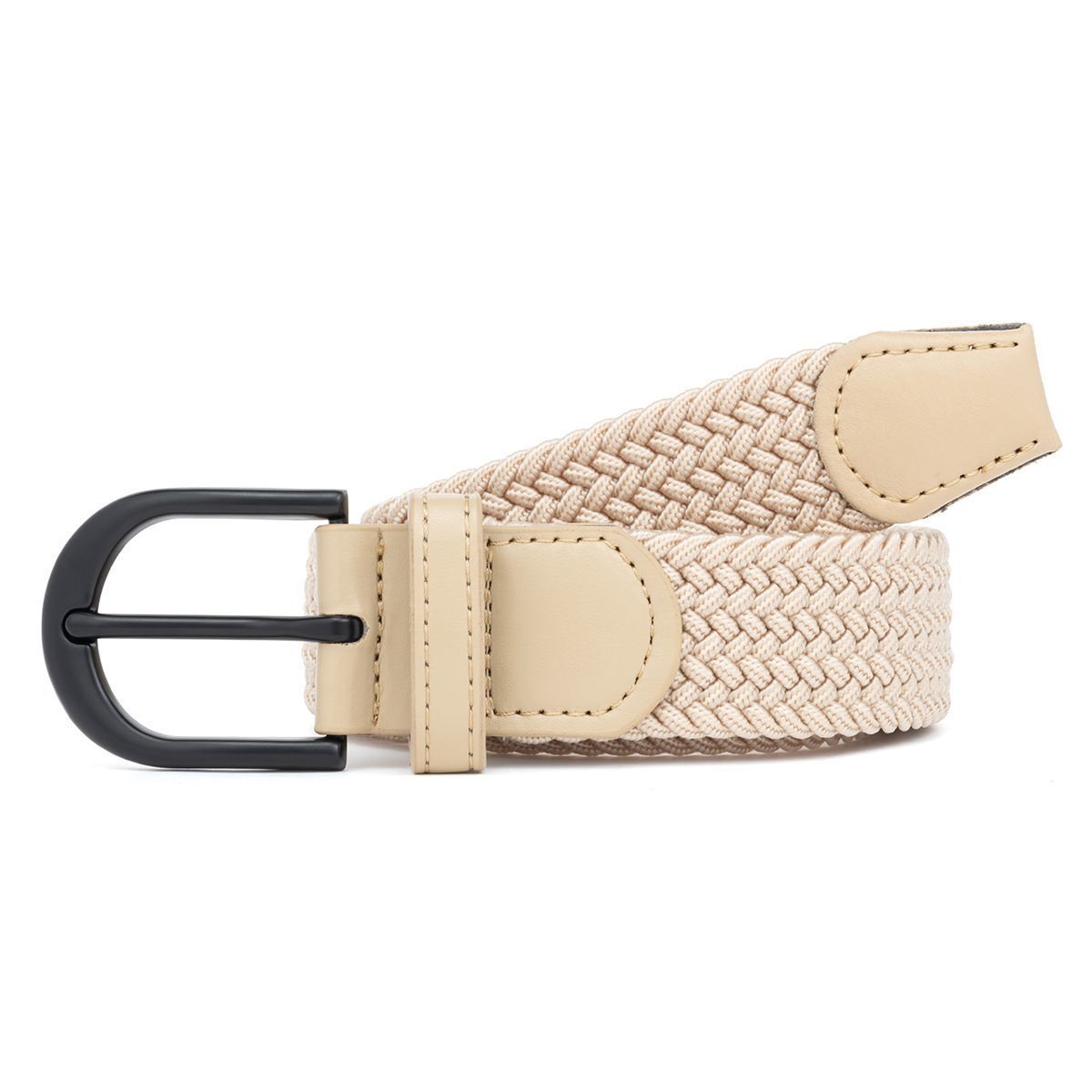 Men's Woven Belt Beige 02