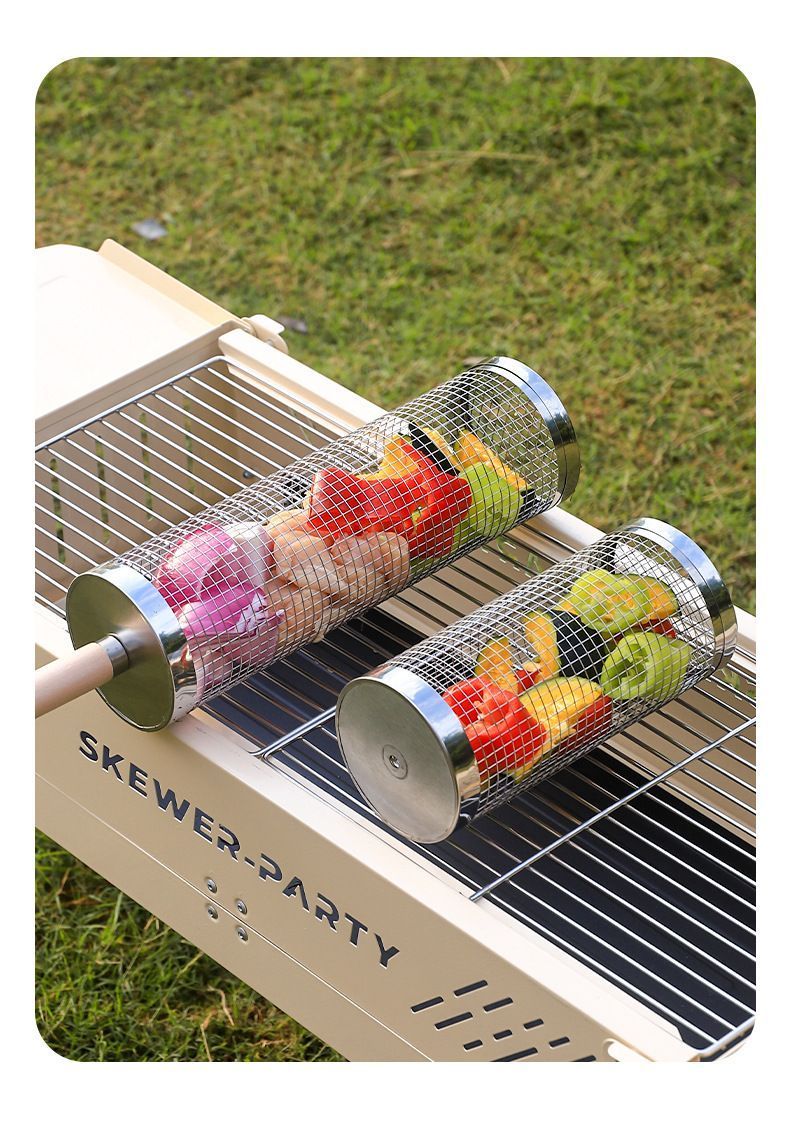 2Pcs Outdoor Portable 360° Rotating BBQ Grill Mesh