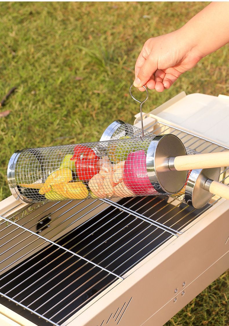 2Pcs Outdoor Portable 360° Rotating BBQ Grill Mesh