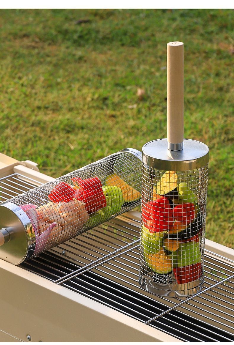 2Pcs Outdoor Portable 360° Rotating BBQ Grill Mesh