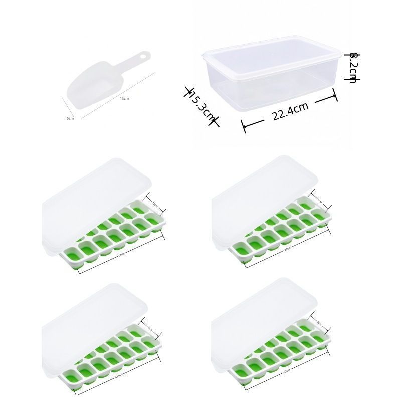 6Pcs 14-Grid Square Silicone Ice Cube Trays, Soft Bottom Ice Molds