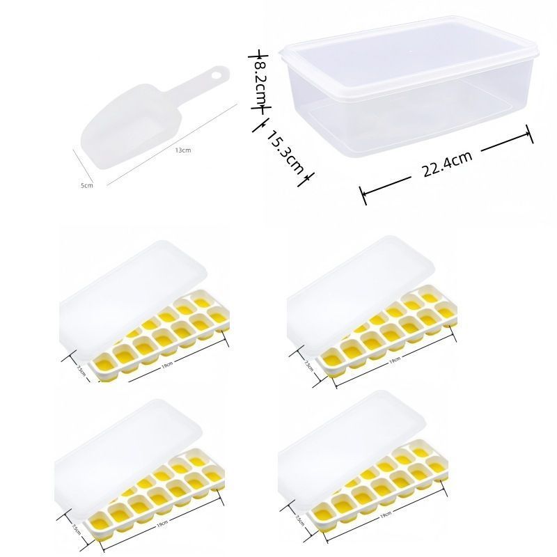 6Pcs 14-Grid Square Silicone Ice Cube Trays, Soft Bottom Ice Molds