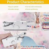 Handheld Sewing Machine, Mini Portable Sewing Machine, Quick Handheld Sewing Tool, Suitable for Fabric and Clothing (Batteries Not Included, Requires 4 AA Batteries), Colors of Fabric and Thread Spool in Accessories Are Random