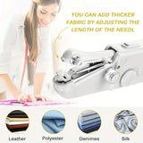 Handheld Sewing Machine, Mini Portable Sewing Machine, Quick Handheld Sewing Tool, Suitable for Fabric and Clothing (Batteries Not Included, Requires 4 AA Batteries), Colors of Fabric and Thread Spool in Accessories Are Random