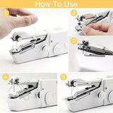 Handheld Sewing Machine, Mini Portable Sewing Machine, Quick Handheld Sewing Tool, Suitable for Fabric and Clothing (Batteries Not Included, Requires 4 AA Batteries), Colors of Fabric and Thread Spool in Accessories Are Random