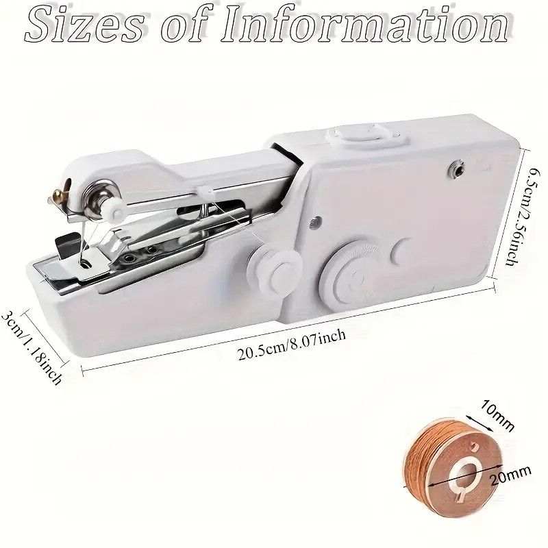 Handheld Sewing Machine, Mini Portable Sewing Machine, Quick Handheld Sewing Tool, Suitable for Fabric and Clothing (Batteries Not Included, Requires 4 AA Batteries), Colors of Fabric and Thread Spool in Accessories Are Random