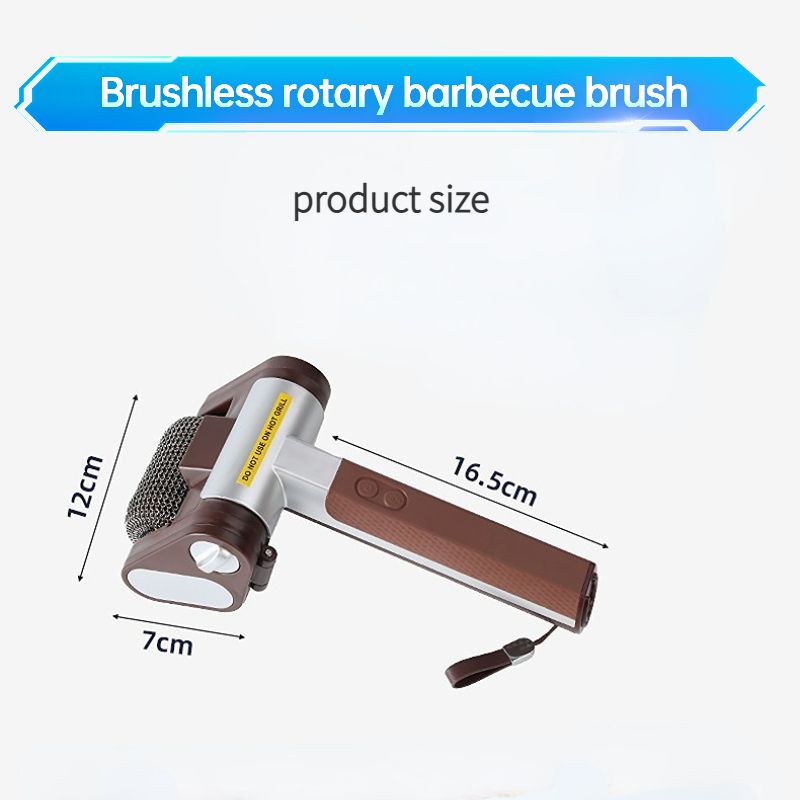 LED-lit electric barbecue brush, rechargeable rotating cleaning, instantly cleans the grill after backyard BBQ, lazy cleaning essential.(BROWN)