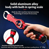 Aluminum Alloy Fish Control & Weighing Tool – Curved Jaw Anti-slip Lock, 18KG Instant Reading Scale(BLUE)