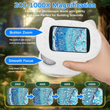 Children's 1000X Digital Microscope 2.4 Inch IPS Screen Portable Mini LED Microscope with Photo Video and PC Connection Science Educational Toy.WHITE
