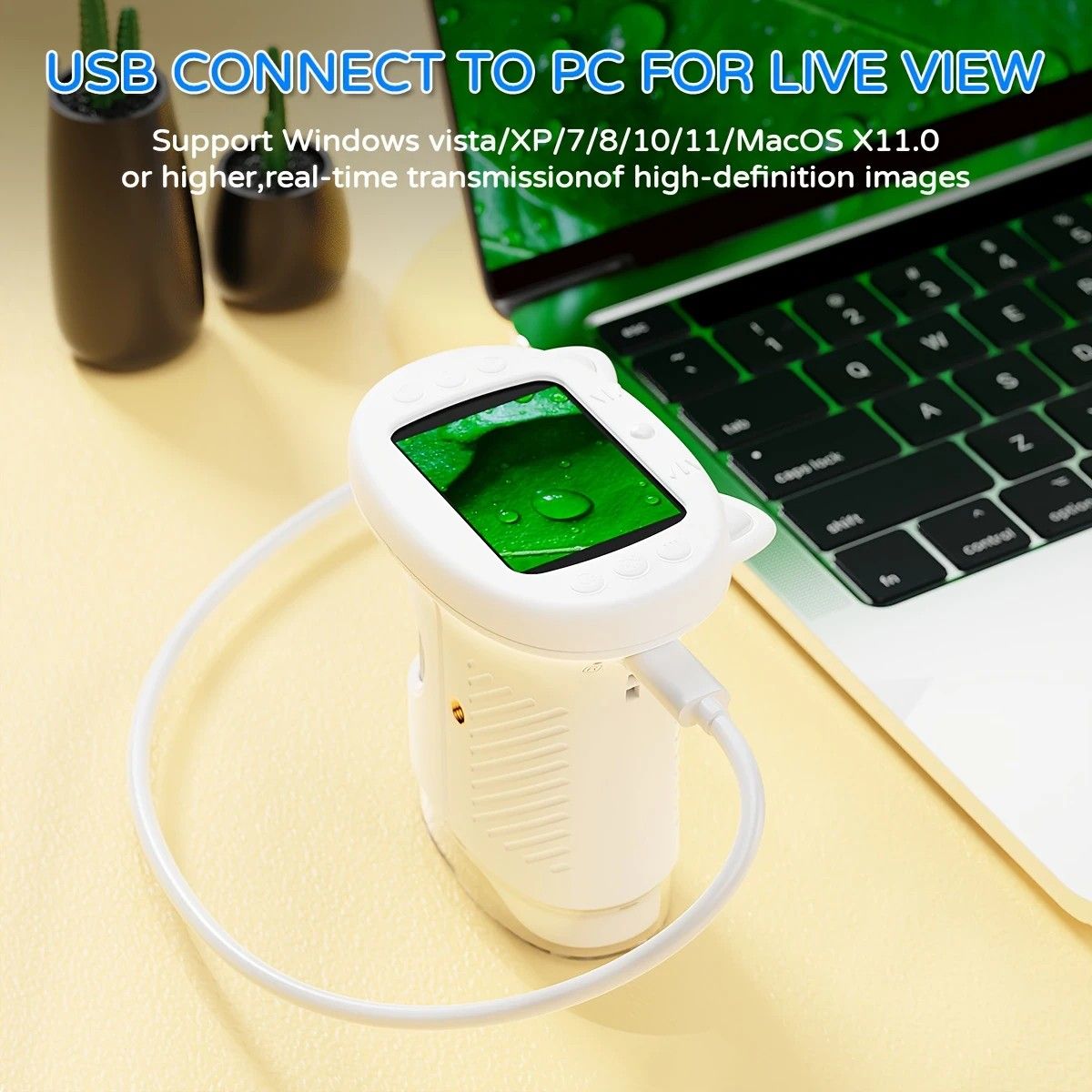 Children's 1000X Digital Microscope 2.4 Inch IPS Screen Portable Mini LED Microscope with Photo Video and PC Connection Science Educational Toy.WHITE
