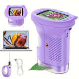Children's 1000X Digital Microscope 2.4 Inch IPS Screen Portable Mini LED Microscope with Photo Video and PC Connection Science Educational Toy.WHITE