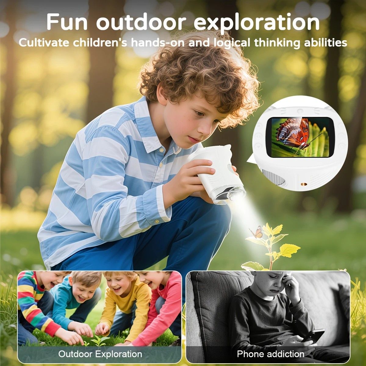 Children's 1000X Digital Microscope 2.4 Inch IPS Screen Portable Mini LED Microscope with Photo Video and PC Connection Science Educational Toy.purple